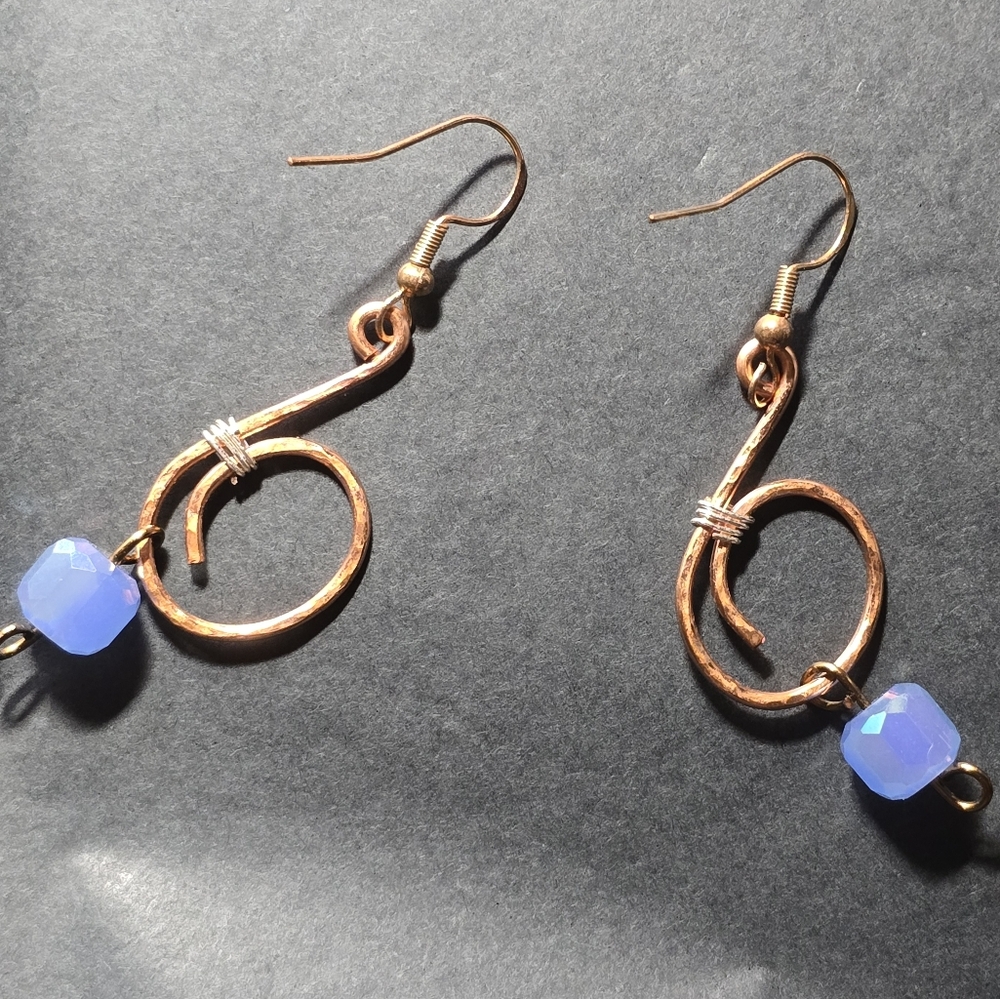 Elegant Copper and Blue Earrings